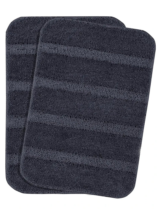 Saral Home Microfiber Soft Anti Slip Door Mat & Bath Mat Colour Grey (Pack Of 2)