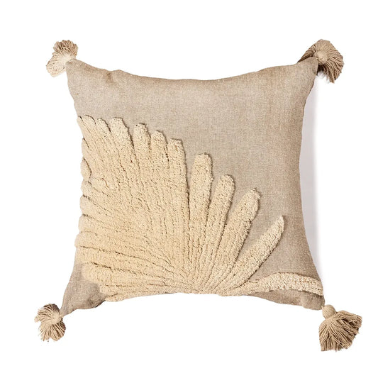 Sashaa World Cotton Cushion Cover Colour Grey & Beige Tufted Decorative Pillow Case