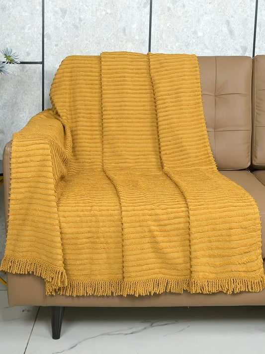 Saral Home Barkha Stripe Cotton 2 Seater Sofa Throw Colour Beige