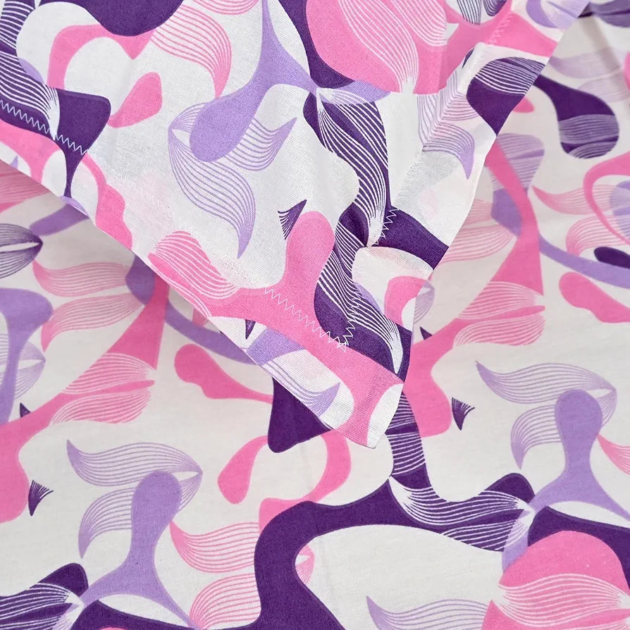 Divine Casa 144 TC 100% Pure Cotton Single Bed Bedsheet with 1 Pillow Cover Orchid Bloom Print Colour Purple Pink