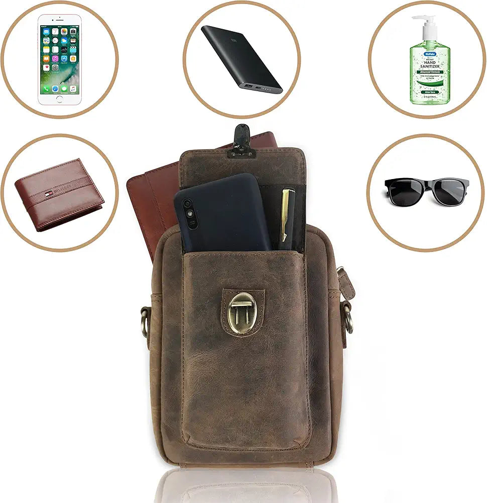 Goatter Genuine Leather Unisex Sling Cross-BodyBag Messenger Bag