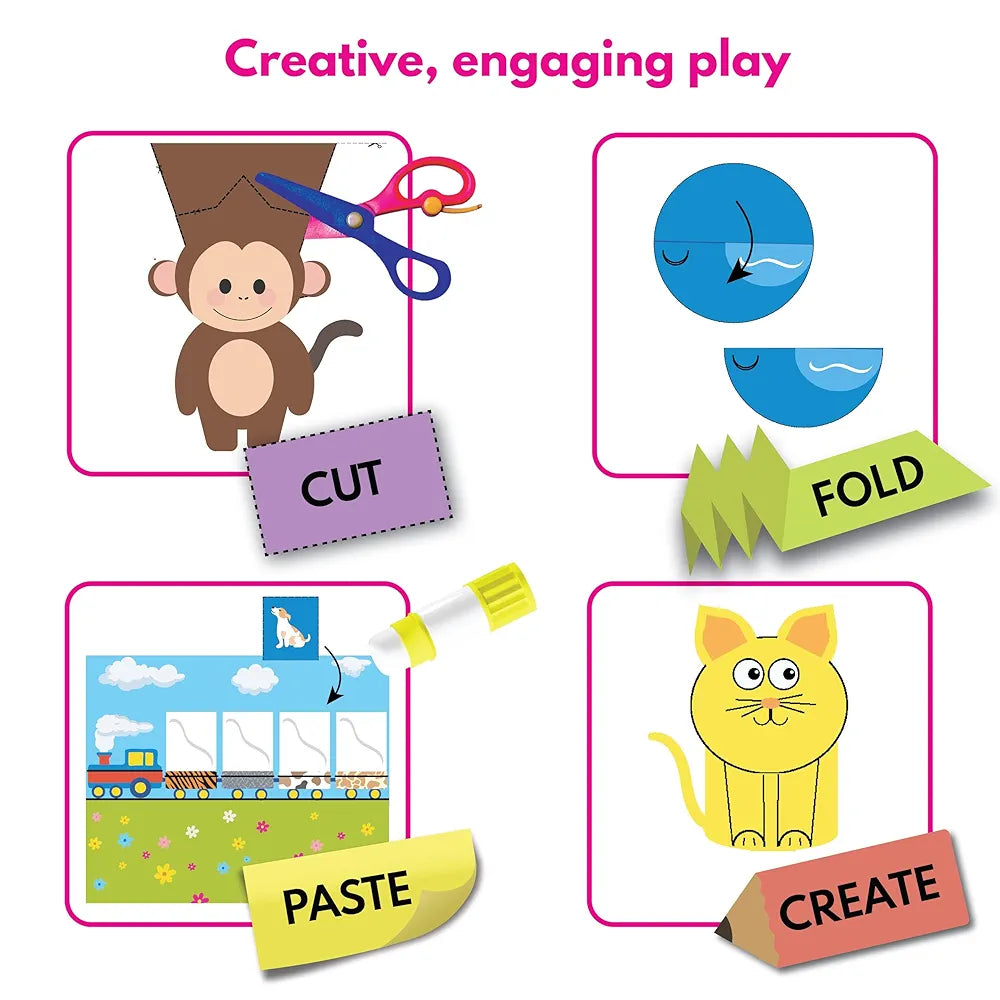 SparkLPlay Scissor Skills Activity Book for Kids Ages 4 to 9 | 18 Fun DIY Cutting Activities | Art & Craft Kit | Creative Learning Toy | Snip Snip | Gift for Girls & Boys