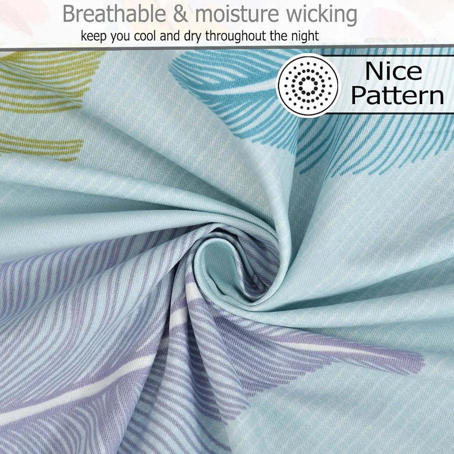 Fresh From Loom Microfiber Soft Cotton Single Size Bedsheet 200 TC with 1 Pillow Cover Aqua Pankh