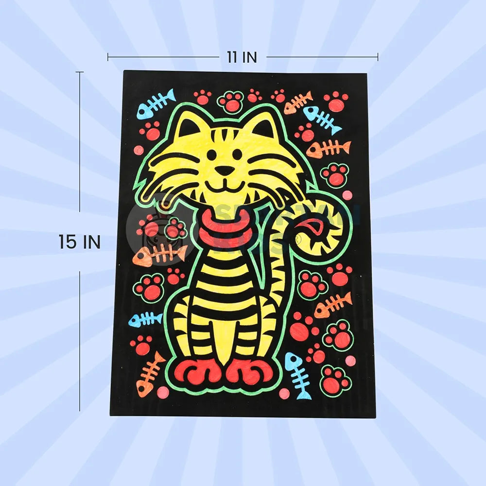 SPARTAN KIDS® Color Felt Tiger Velvet Art - Drawing for Kids 6-12 Years - Fun Colouring Ideal Art Kit for Creative Learning - Foil Art Kit - Engaging Activity for Young Artists
