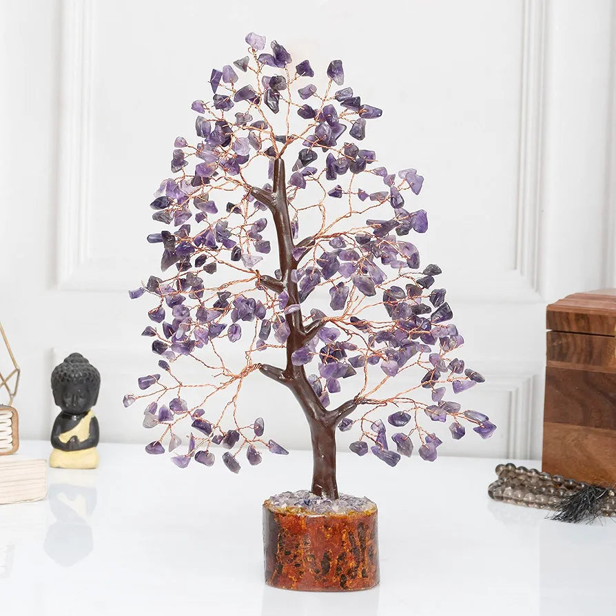 Bezavo Amethyst Healing Crystal Tree Artificial Home Decoration for Positive Energy & Spiritual Protection