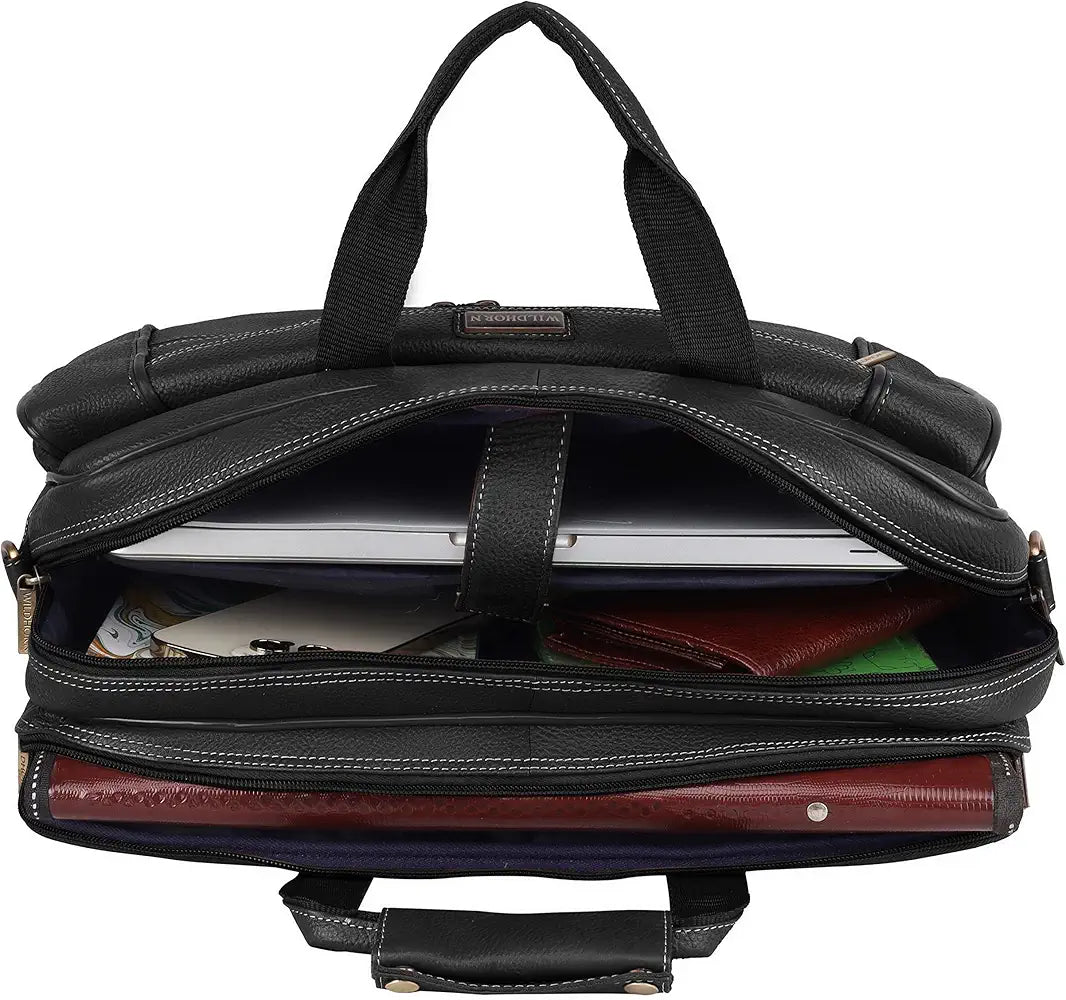 WildHorn Leather Briefcase for Men I Computer Bag Laptop Bag I Business Travel Messenger Bag For Men l Large 16 Inch,For Daily Use