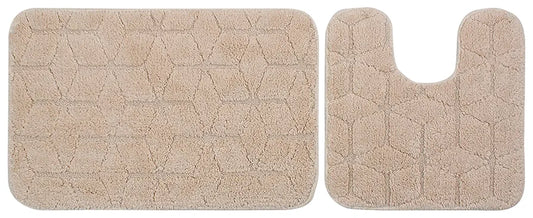 Saral Home Solid Antiskid Bathmat Set Colour Beige