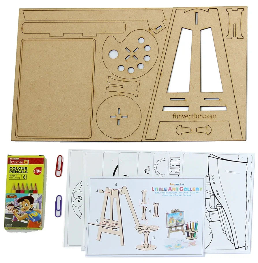 Funvention- for Little Scientist in Every Kid Wooden Puzzle and Colouring Art Kit and DIY Craft Stem Learning Toys