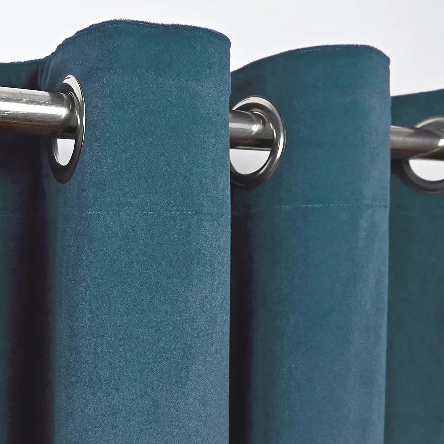 Divine Casa 5 Feet Premium Velvet Blackout Curtain Luxurious Thermal Insulated Noise Reducing & Room Darkening Single Panel Colour Turquoise (Pack of 1)