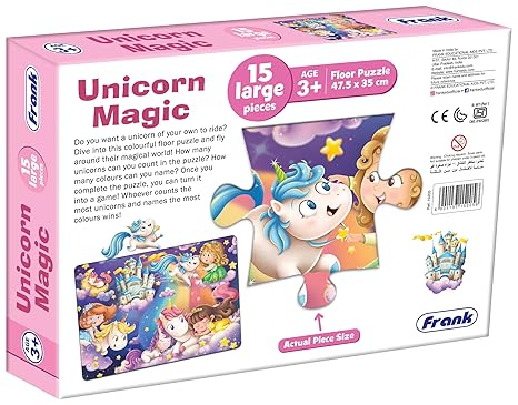 Frank Unicorn Magic Floor Puzzle (15 Pieces) Fun & Educational for Focus and Memory - 15205