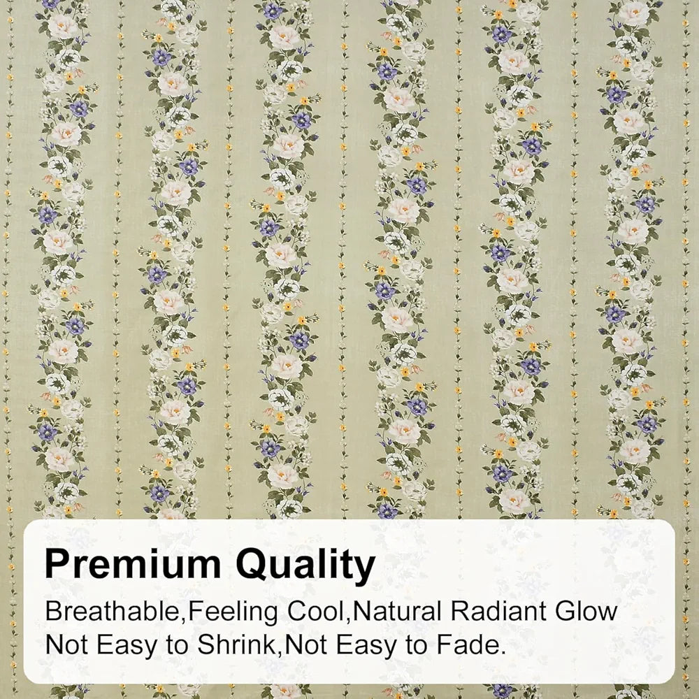 Fresh From Loom King Size Fitted Bedsheet Set 240 TC 2 Pillow Covers Pale Leaf Multicolor