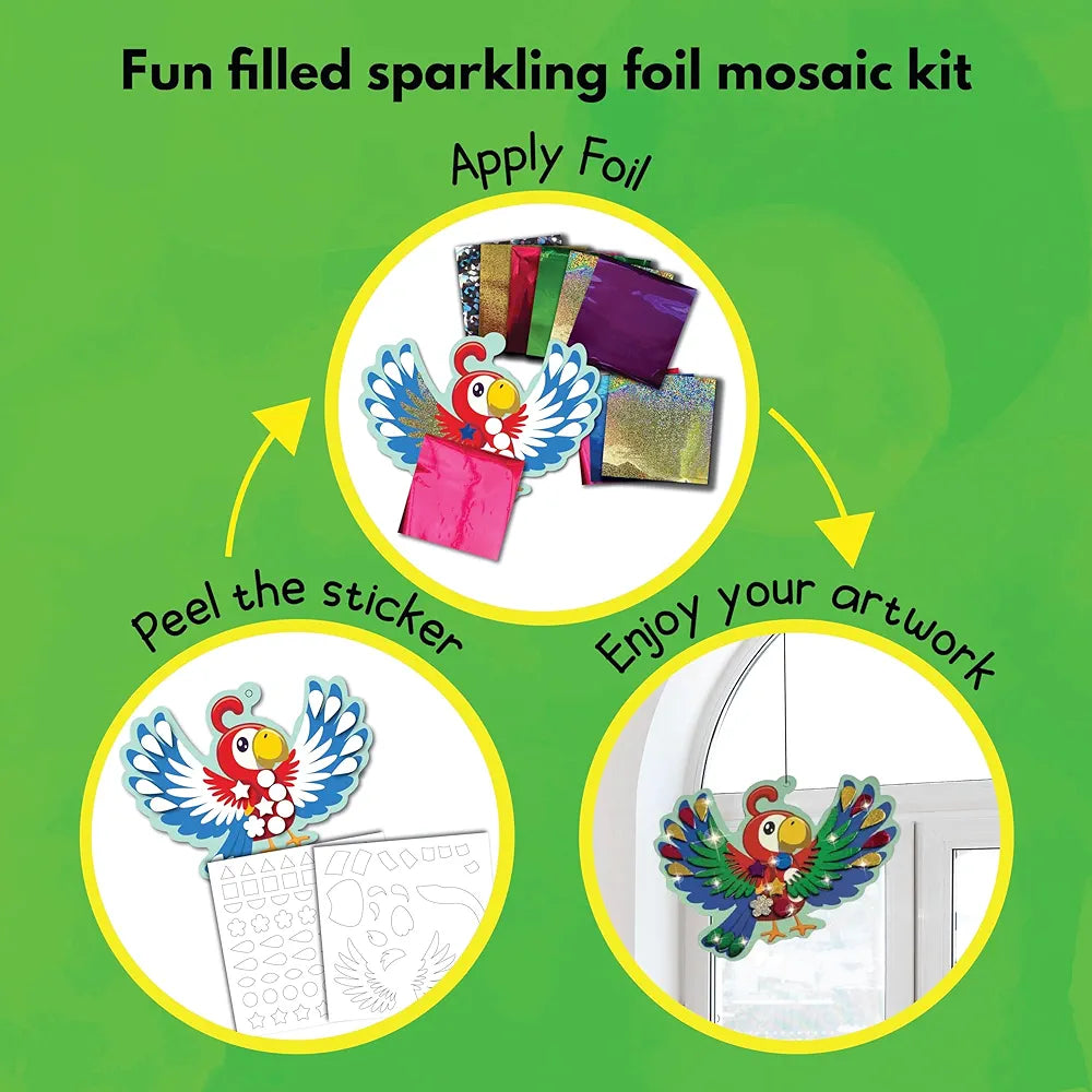SparkLPlay Paper Art & Craft Kit, Foil Fun Activity. Birthday Gift For Girls & Boys Ages 4 To 9. Theme Danglers 6,Color Foils 40+,Stickers 190+. Foil Mosaic Craft. ,Multicolor