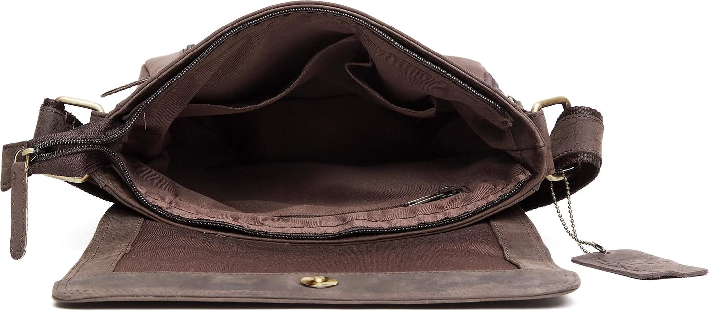 WildHorn Leather 11 inch Sling Messenger Bag for Men I Multipurpose Crossbody Bag I Travel Bag with Adjustable Strap