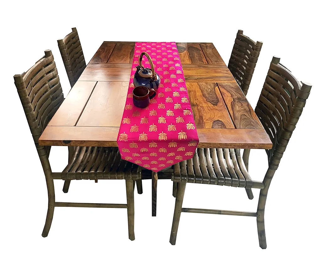 Pink Parrot Vireo Jacquard Silk Table Runner Colour Pink