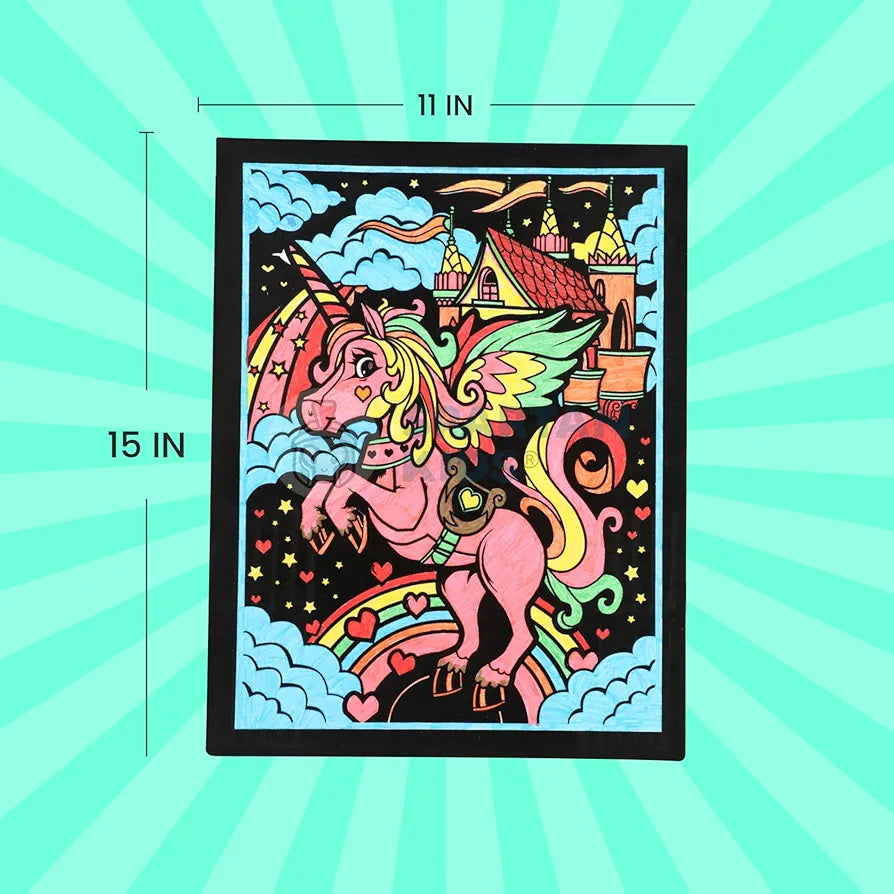 SPARTAN KIDS® Color Felt Unicone Velvet Art - Drawing for Kids 6-12 Years - Fun Colouring Ideal Art Kit for Creative Learning - Foil Art Kit - Engaging Activity for Young Artists