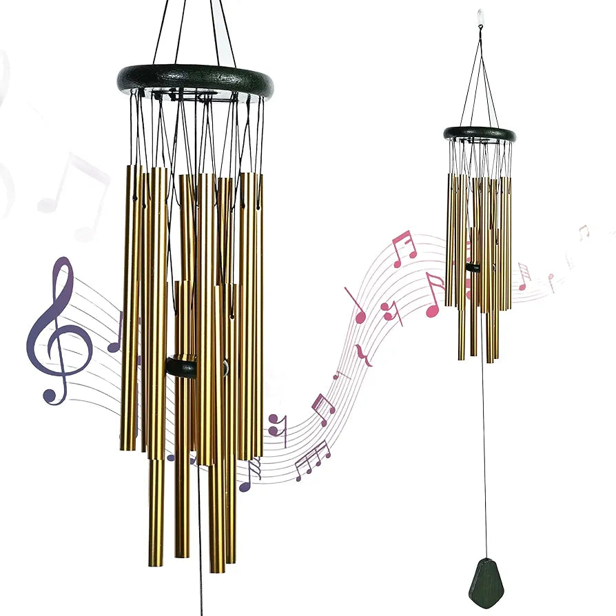 Wind Chimes for Home Positive Vibes Hanging Decoration Golden 12-Pipe Wind Chime -011