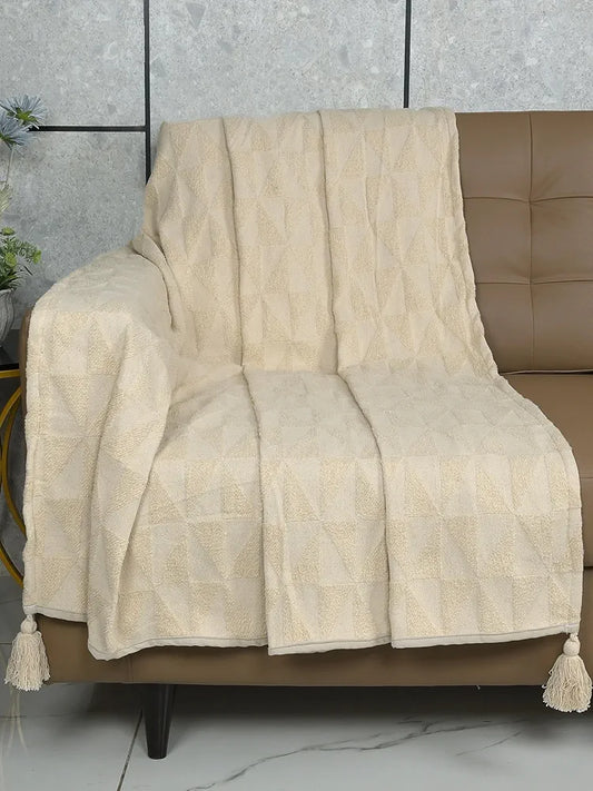 Saral Home Soft Microfiber 1 Seater Sofa Cover Throw Colour Lt.Beige