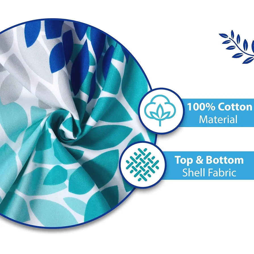 Divine Casa Floret 100% Cotton Single Dohar 120 GSM Soft & Lightweight Throw Blanket Colour Blue Aqua
