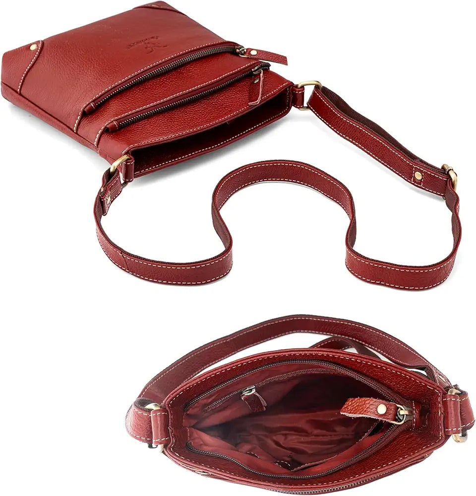 Goatter Genuine Leather 9.5" Inch Sling Cross-BodyBag for Girls And Women,