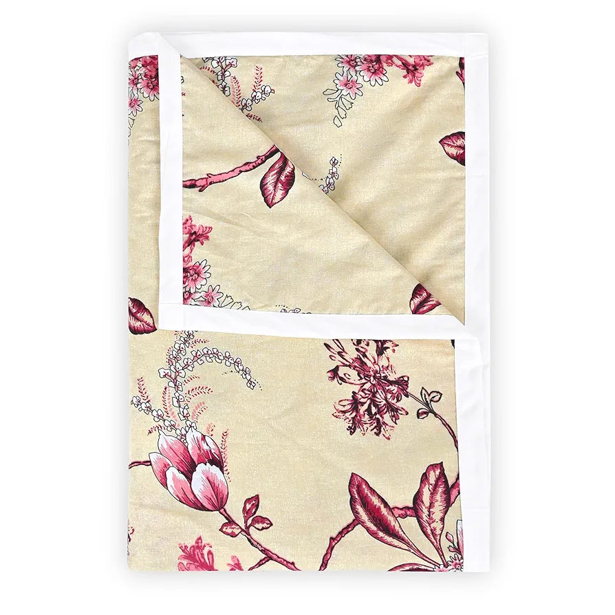 Divine Casa Floret 100% Cotton Single Dohar 120 GSM Soft & Lightweight Throw Blanket Colour Summer Fern