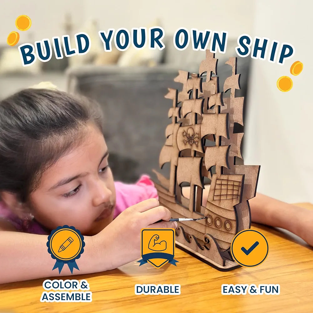 The Curious Bees Pirates Treasure Crafting Kit | Fun and Learning Craft Kit for 5+ Year Olds | Creative DIY Fun Activity Kit for Boys & Girls | Ideal Gift for Early School-goers | 4-in-1 Activity Box