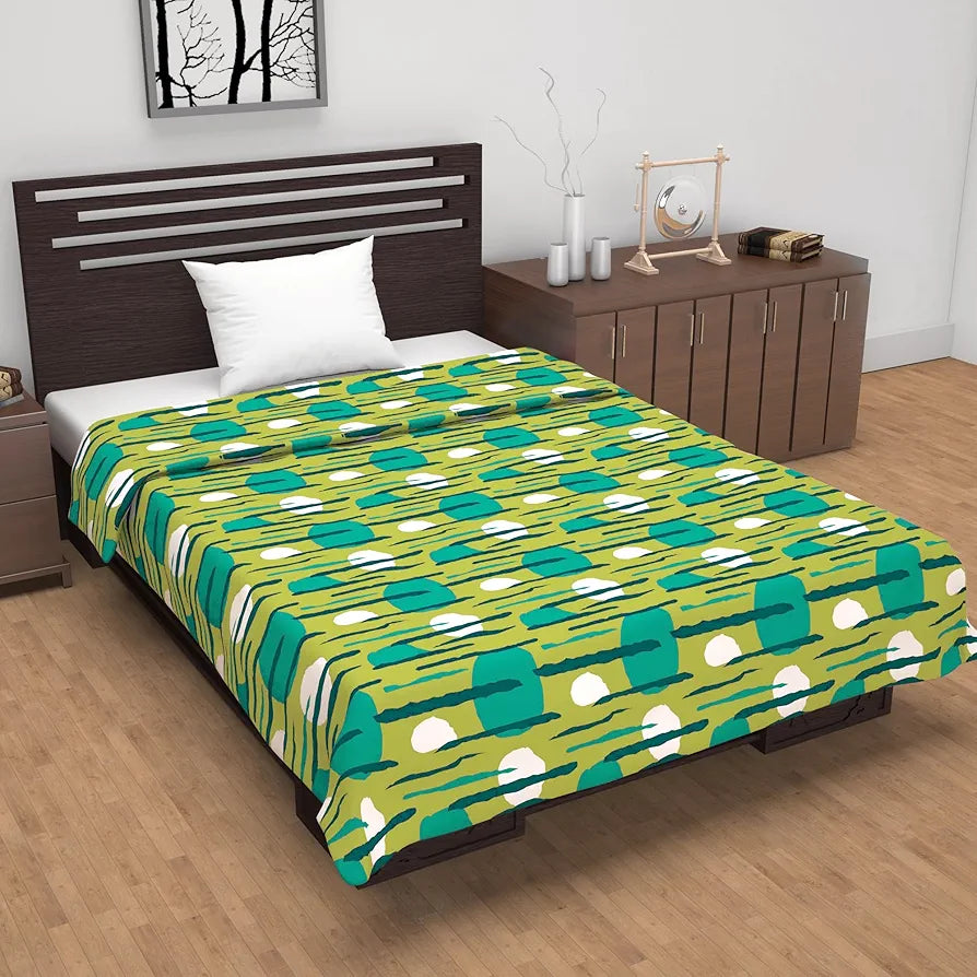 Divine Casa 120 GSM Microfiber Single Dohar Soft & Lightweight Throw Blanket Abstract Geometric Pattern Colour Olive Green & Teal