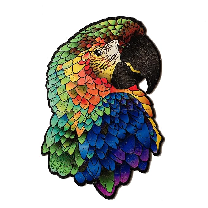 91knots Macaw 72 Pieces Wooden Jigsaw Puzzle for Kids & Children | Animal Shape Macaw Bird Puzzle for 6 Year Old Kids