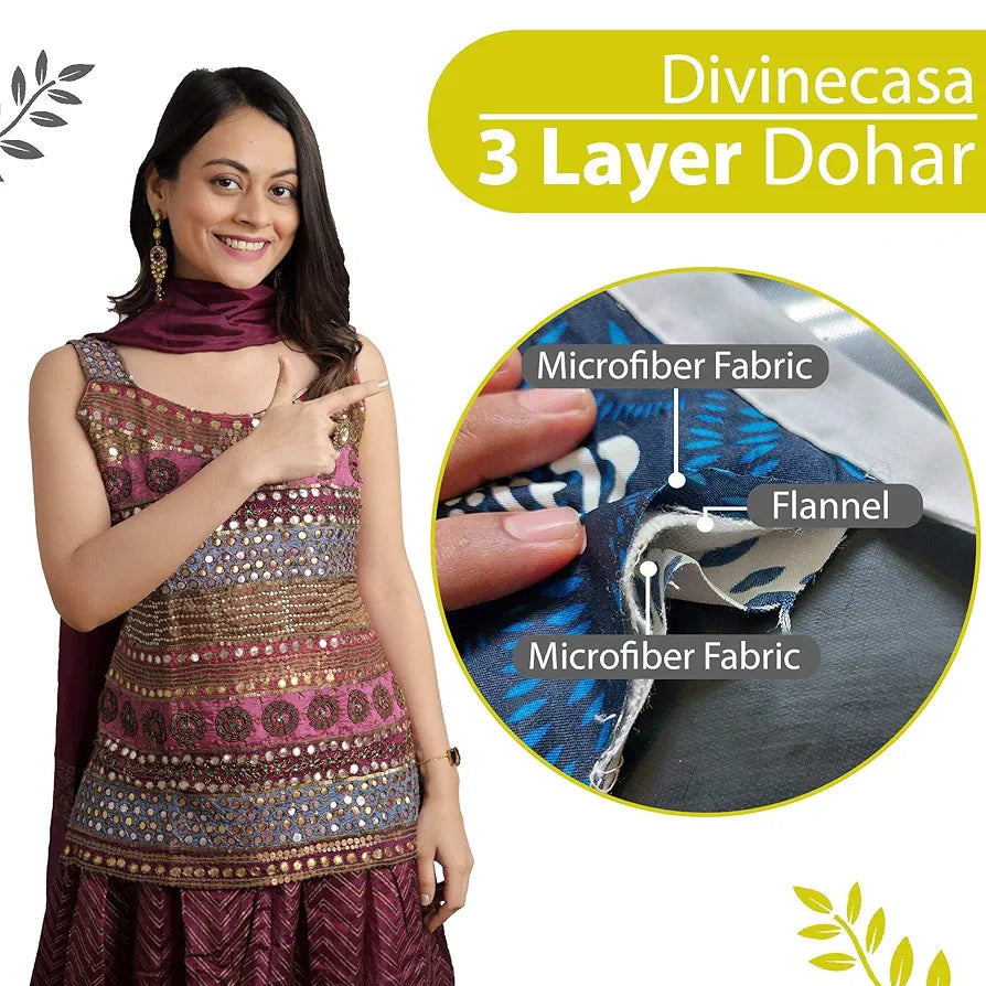 Divine Casa 120 GSM Microfiber Single Dohar Soft & Lightweight Throw Blanket Floral Pattern Colour Tornado
