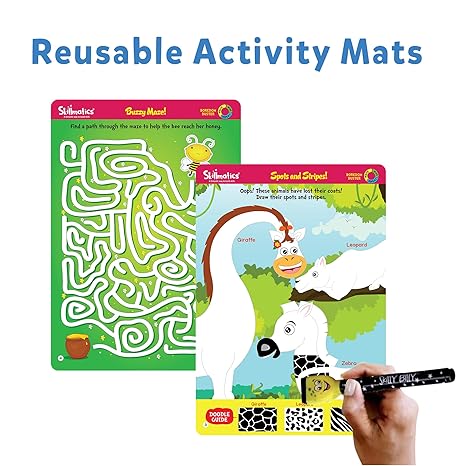 Skillmatics Educational Game Boredom Buster Reusable Activity Mats with Dry Erase Marker