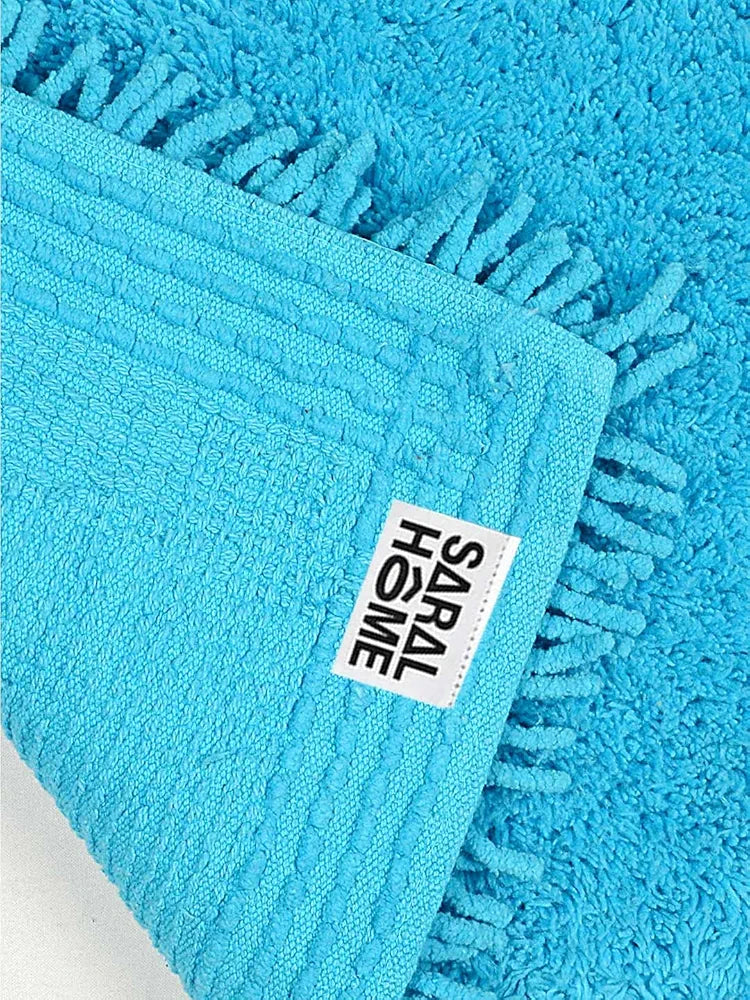 Saral Home Shaggy Soft Cotton Durable & Washable Multipurpose Bedside Runner Colour Turquoise