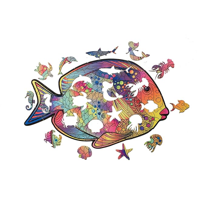 91 Knots Fish Theme 84 Pieces Wooden Puzzle Games for Kids | Animal Puzzles for Kids | Wooden Puzzle for Kids 6+ | Board Games for Kids