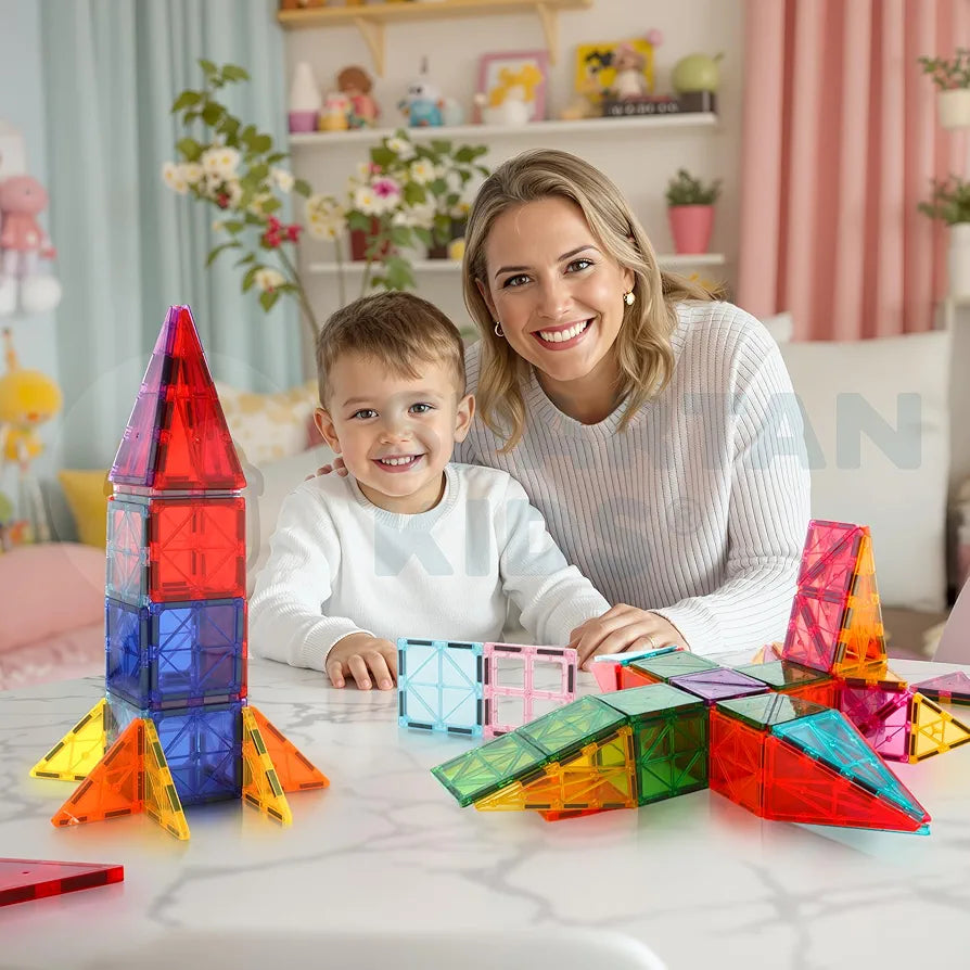 SPARTAN KIDSยฎ Premium Magnetic Tiles for Kids Magnetic Building Blocks for Kids 3 4 5 6 7 8 Years, Constructing & Learning Builder Educational Kids Magnetic Blocks Game