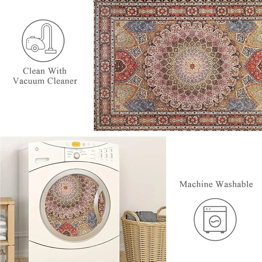 Ishro Home 3d Jet Multi Printed Carpet Rug Runner And Carpets For Bedroom Colour Royal Zari 5x7 Feet