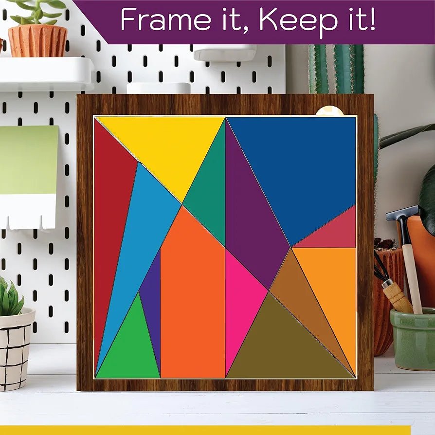 Playhills Geometric Challenge Puzzle | The World's First Puzzle- Stomachion Square by Archimedes | Fun & Challenging Game for Teenagers and Adults with Decorative Stand Age 13+