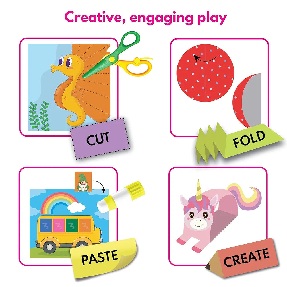 SparkLPlay Scissor Skills Activity Book for Kids Ages 3 to 9 | 20 Fun DIY Cutting Crafts | Art & Craft Kit | Creative Learning Toy | Snip Snip | Gift for Girls & Boys