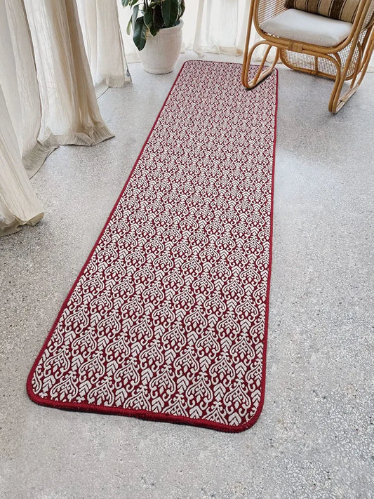 Saral Home Fleur Designer Soft Cotton Durable & Washable Multipurpose Runner Colour Red