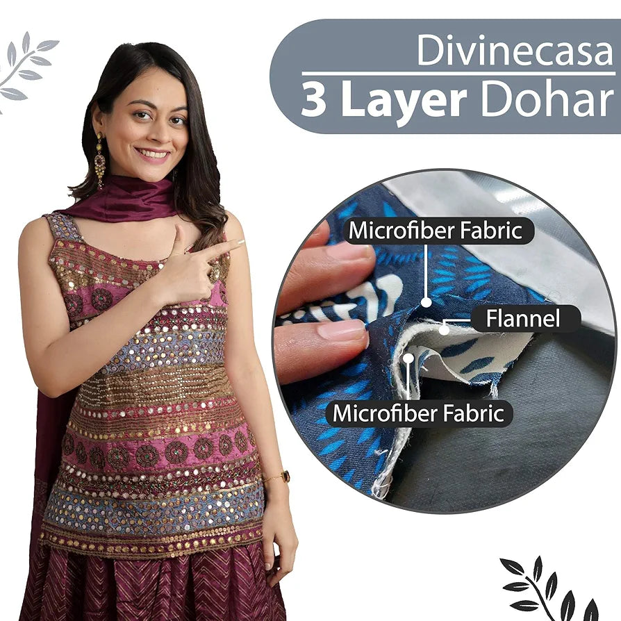 Divine Casa 120 GSM Microfiber Single Kids Dohar Soft & Lightweight Throw Blanket Geographic Pattern Colour Stonewash Grey