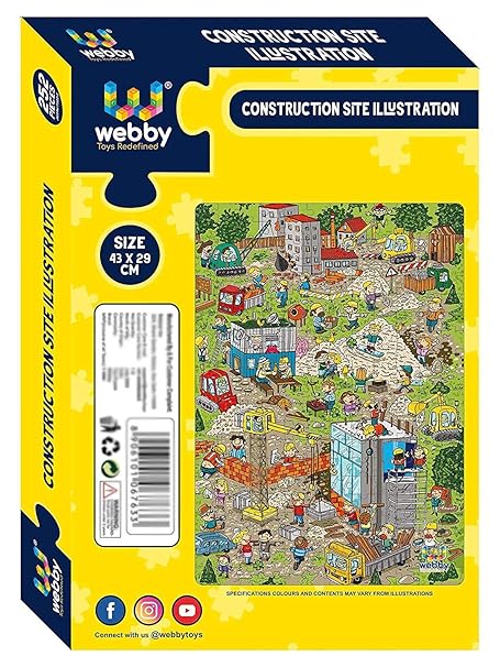 Webby Construction Site Illustration Jigsaw Puzzle 252 Pieces Kid Multicolor
