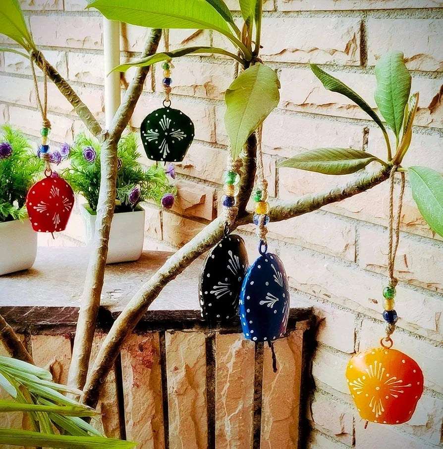 MIRAMAYEE Purse Bell 4"- Hanging Garden Cow Bell Patio Hanging Bell Set of 5