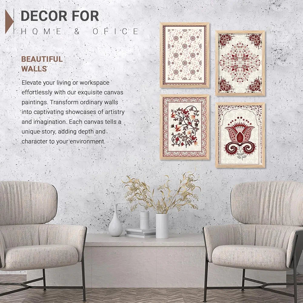 Kotart Premium Digital Paintings with Frame Floral Painting Pack of 6 art 4