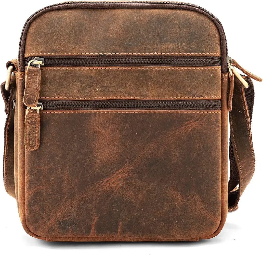Goatter Genuine Leather Multi Pocket 9" Inch Messenger Sling Bag For Men