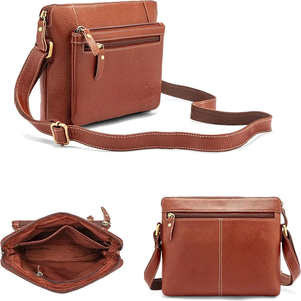 Goatter Genuine Leather 9" Inch Sling Cross-Body Bag For Women's