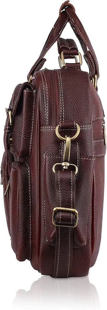 WildHorn Leather Laptop Bag for Men/Office Bag for Men | Fits Upto 15.6 Inch Laptop/MacBook | Laptop Messenger Bag/Leather Bag for Men I Dimension : L-16 inch W-4 inch H-13 inch