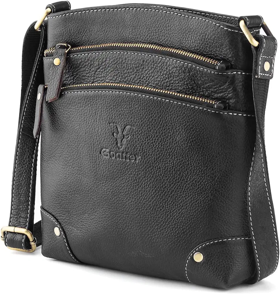 Goatter Genuine Leather 9.5" Inch Sling Cross-BodyBag for Girls And Women,