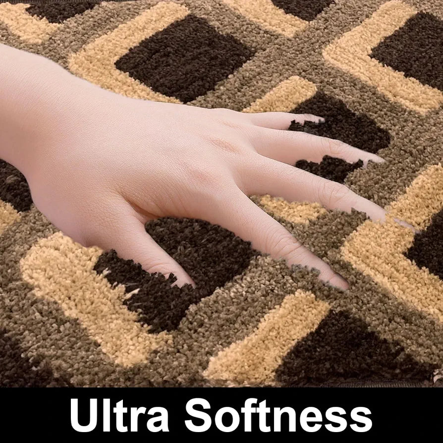 Luxe Home International Ruffle Floor Rug Foot Mats 3 X 5 Ft colour Taupe