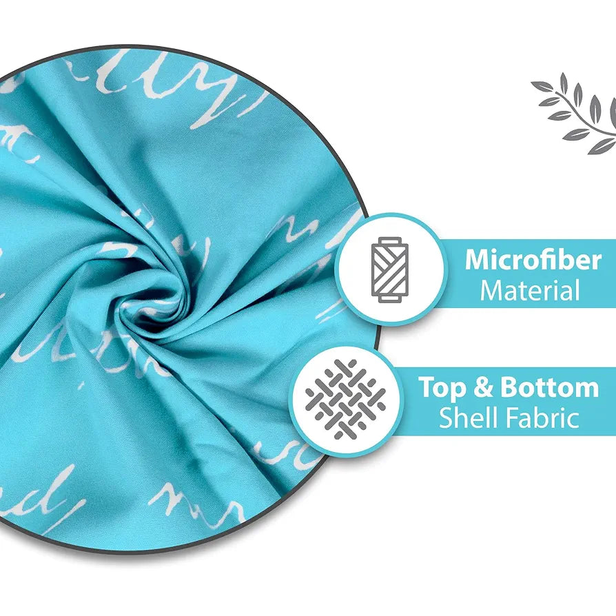 Divine Casa 120 GSM Microfiber Single Dohar Soft & Lightweight Throw Blanket Typographic Pattern Colour Sky Blue & White