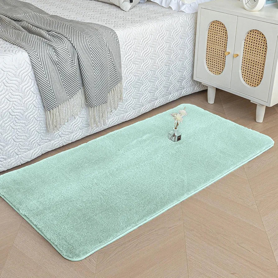 Luxe Home International Rectangular Bath Mat Super Soft Anti Skid Rabbit Fur Bathroom Mats Rug Colour Lime