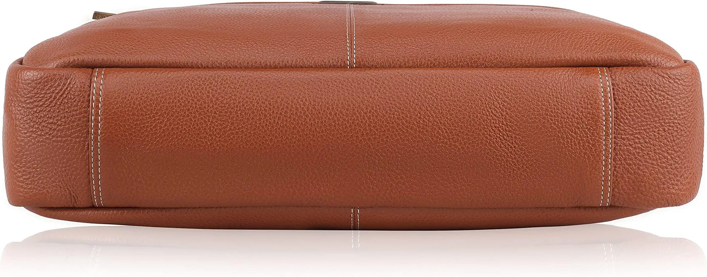 WildHorn Leather 15 inch Laptop Messenger Bag for Men I Padded Laptop Compartment with Adjustable Strap I Extra Zip Compartments I DIMENSION : L-16 inch W-3.2 inch H-13 inch