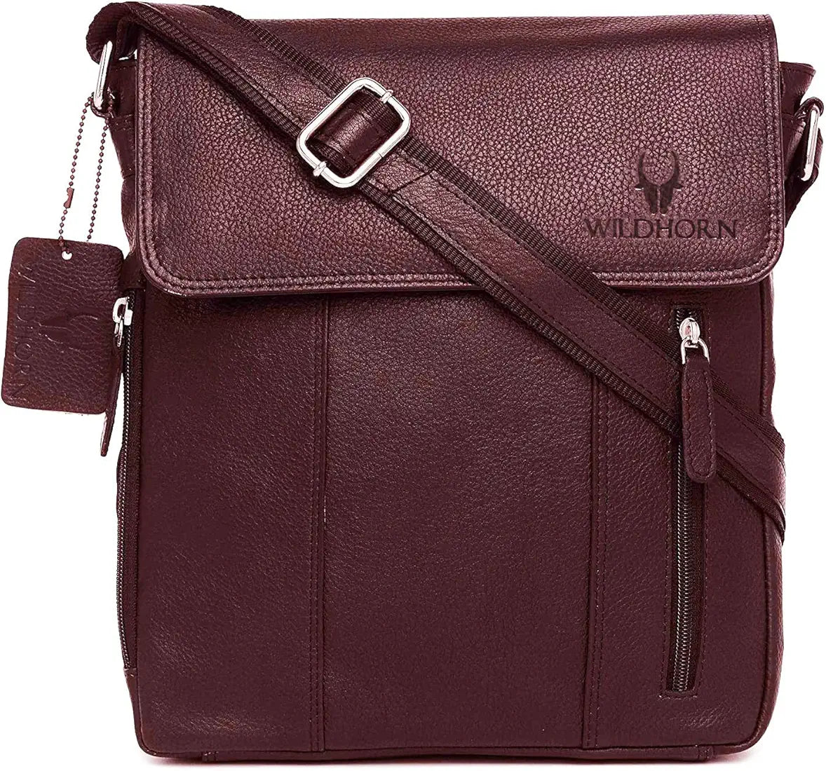 WildHorn Leather 11 inch Sling Messenger Bag for Men I Multipurpose Crossbody Bag I Travel Bag with Adjustable Strap