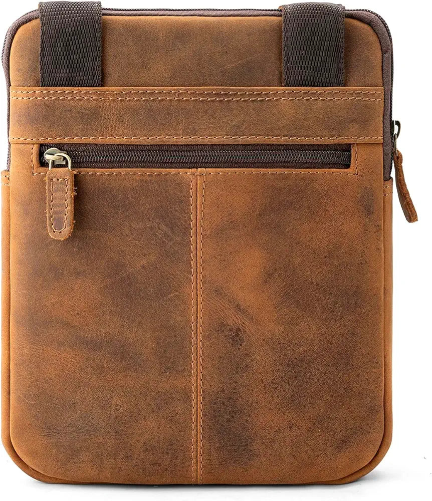 Goatter Genuine Leather Slim Design Multi Pocket 11" Inch Messenger Sling Bag For Men,